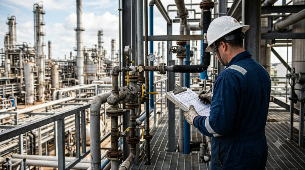 Permit to work system process flow in an oil and gas facility