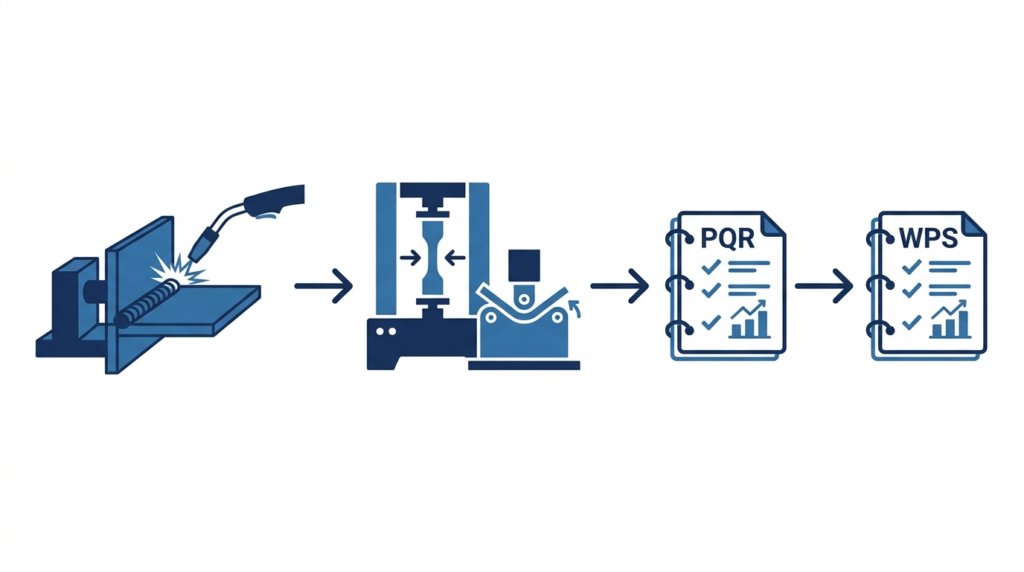 ASME Section IX Procedure Qualification Record and Welding Procedure Specification qualification chain diagram