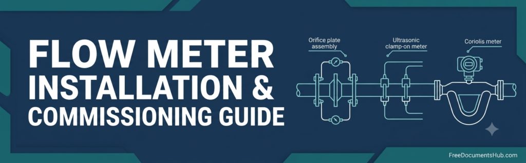 Flow meter installation diagram — orifice, ultrasonic, and Coriolis meter types